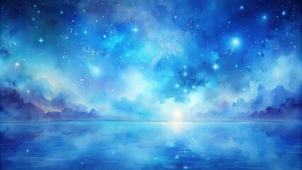 Wall Mural - watercolor painting of a serene blue space background