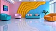 © TimelessClicks - A bright pastel-colored business lounge with modern furniture and a calm professional vibe