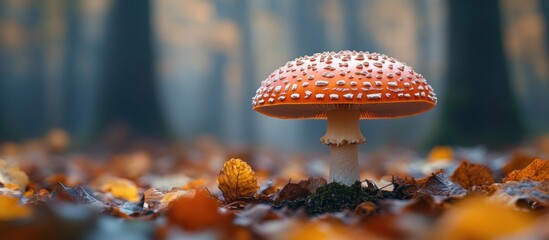 Sticker - Autumnal Mushroom in a Misty Forest