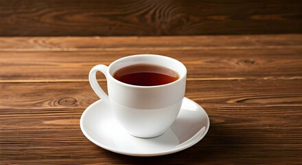 Poster - cup of coffee on wooden table