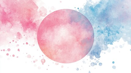 Soft watercolor circle with faded edges in pastel tones, creating an artistic and abstract frame for creative designs.