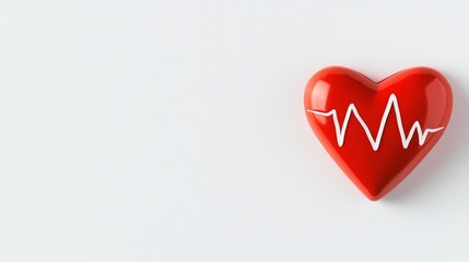 Hand-drawn heartbeat line forming a red heart, symbolizing cardiology, health, and emotional connection