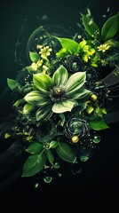 Wall Mural - A vibrant arrangement of green flowers and foliage, showcasing nature's beauty.