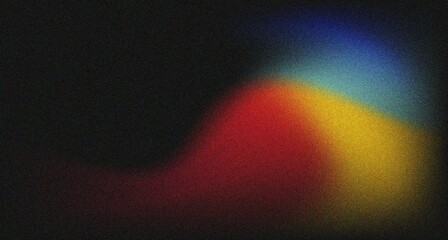 Wall Mural - abstract background red blue yellow on black abstract glowing color wave dark backdrop noise texture