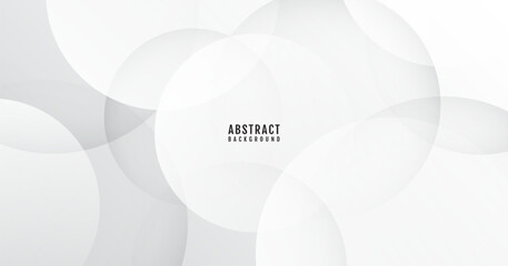Wall Mural - 3D white abstract background overlap layer on bright space with cutout shape effect decoration. Modern graphic design element circles style concept for web banner, flyer, card, or brochure cover