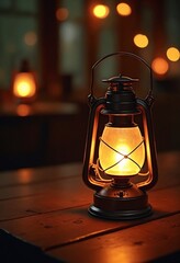 Aufkleber - Traditional lantern glowing with warm light, with copy space