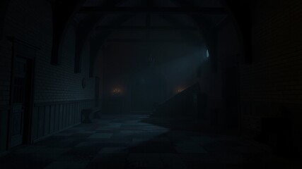 Poster - alone in the backrooms liminal space 3d render