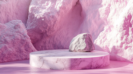 Wall Mural - abstract pink color geometric stone and rock shape