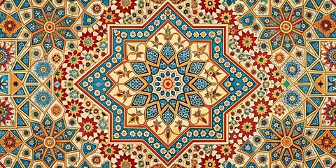 Naklejka na meble Geometric ornamental wallpaper with ethnic arabic, indian, and Turkish designs