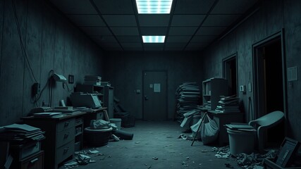 Wall Mural - alone in the backrooms liminal space 3d render