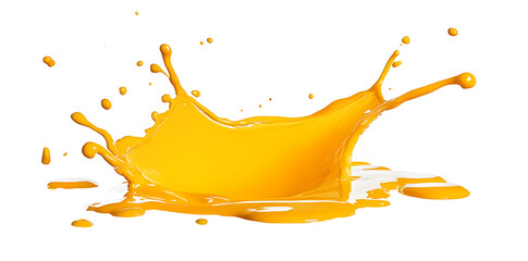 Wall Mural - Yellow juice or cheese sauce splash isolated on white background