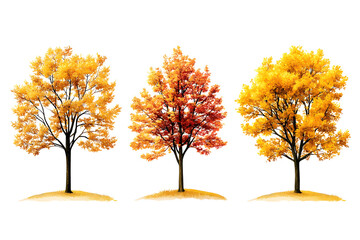 Sticker - Yellow trees set isolated on white background