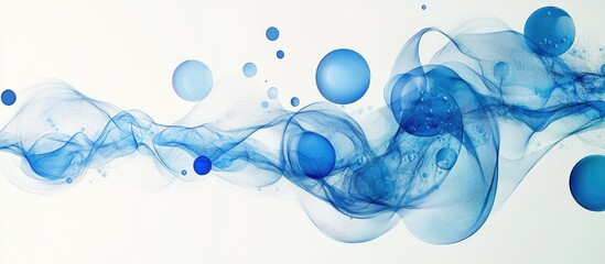 Sticker - Abstract illustration of a random ball stream in cobalt and cyan with flat circle designs on a white background