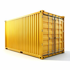 a yellow shipping container on white background