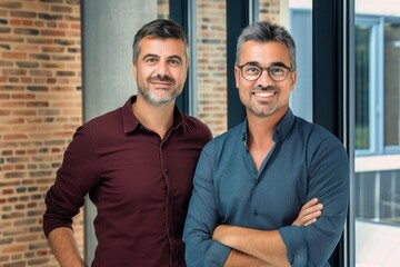 Wall Mural - portrait of two colleagues in office