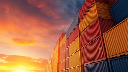 Cargo ships loaded with containers at a bustling port