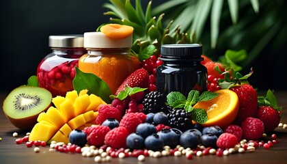 Vibrant Tropical Fruit Medley: A Healthy Fusion of Berries and Natural Foods for Optimal Wellness