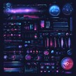 © A4719 - Futuristic HUD Interface Elements with Neon Glowing Effects