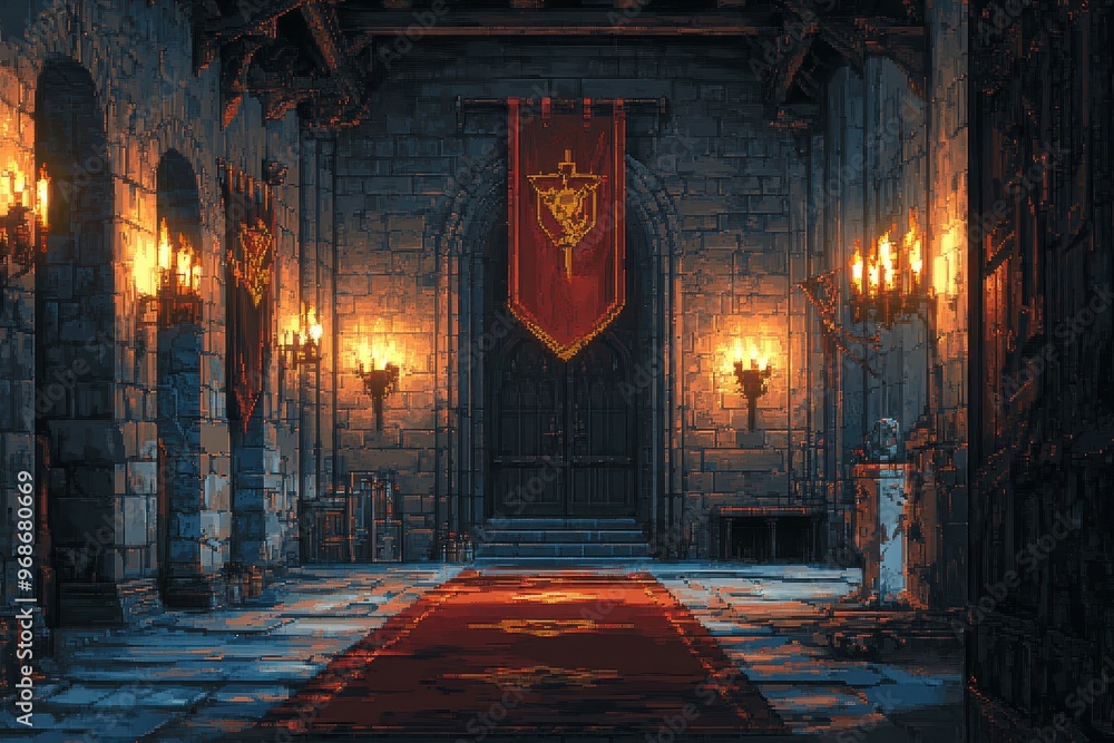 Royal Pixel Castle Interior with RPG Elements - 8-Bit Kingdom Setting ...