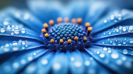 Wall Mural - Close-up of a Blue Flower with Water Droplets