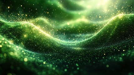 Wall Mural - Abstract Green Glitter Landscape