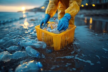 cleaning the beach