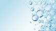 © Ketanoff - Effervescent fizz and clean cosmetics hygiene or rejuvenate renewable energy. Studio shot of transparent cosmetic blue gas bubbles under water in full-frame macro close up with selective focus blur.