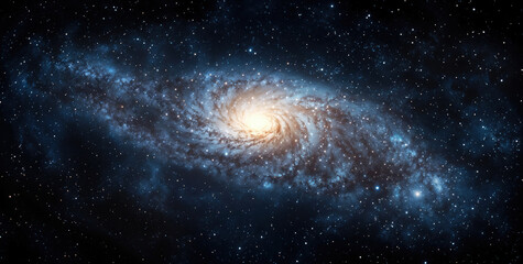 Wall Mural - Spiral galaxy is swirling in the vastness of deep space, surrounded by countless stars. High quality photo