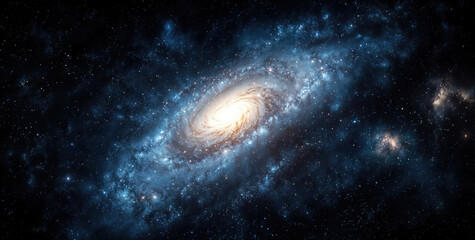 Wall Mural - Spiral galaxy with a bright center is shining in the vastness of deep space. High quality photo