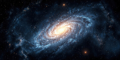 Wall Mural - spiral galaxy with countless stars is shining brightly in the vast expanse of space. high quality ph