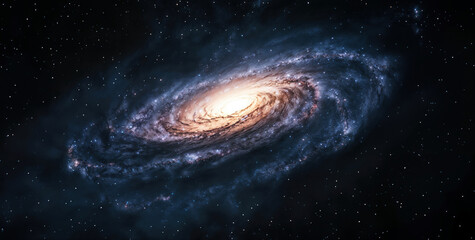 Wall Mural - Spiral galaxy is forming and shining in the vast expanse of deep space. High quality photo