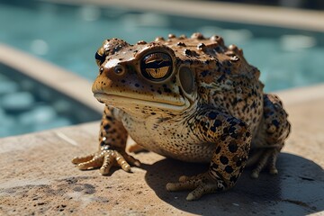 toad by a swimming pool Generative AI

