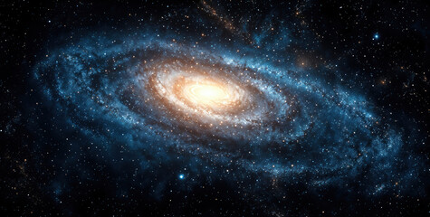 Wall Mural - Spiral galaxy is glowing and shining in the vast expanse of outer space. High quality photo