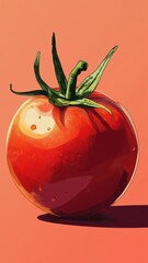 Wall Mural - Crisp digital illustration of a tomato with clean lines and vivid colors.