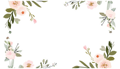 Wall Mural - Set of elegant floral frame decoration elements, Hand drawn floral frames with flowers, borders and dividers, frame corners and branch, branch and leaves. Elegant label template. Vector illustration 