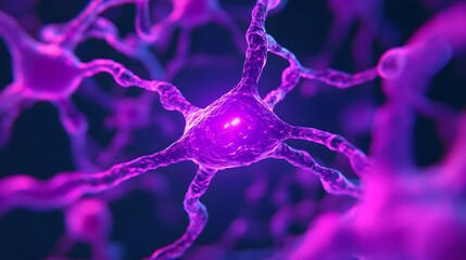 abstract neuron cell, 3d render, purple, science, medical