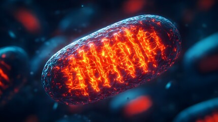 Canvas Print - Glowing Mitochondria Cell Powerhouse Energy 3D Render