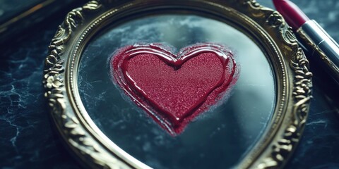 Romantic heart shape drawn with red paint.