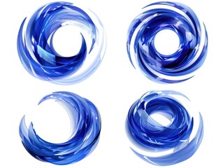 Wall Mural - The four blue circles are abstract and have a spiral shape. They are all different sizes and are placed next to each other