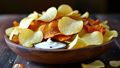 Wall Mural - Flavorful assortment of potato chips featuring salt, barbecue, and sour cream and onion varieties