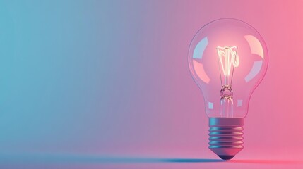 a light bulb is lit up on a purple background. the light bulb is the main focus of the image, and it