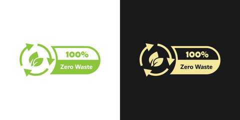zero waste label. green eco friendly label. zero waste green sign.