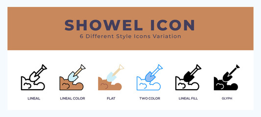 Shovel icon set pack vector illustration.