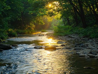 morning view of natural river stream - ai