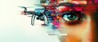 © indyntk - Creative blend of human features and advanced drone technology in a vivid digital art collage showcasing tech integration