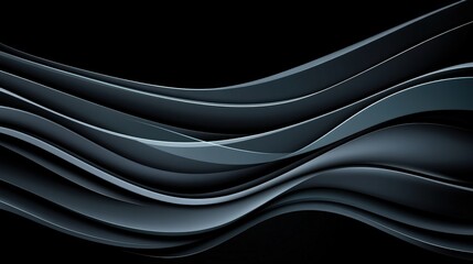 Wall Mural - Abstract Wavy Lines in Dark Blue and Black