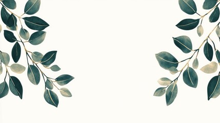 Green and gold botanical design with symmetrical branches forming a minimalist border for cards. No people. No logo.