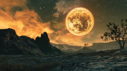Wall Mural - rebirth atmospheric nostalgic memories prehistoric regeneration scifi planets solar system still tim