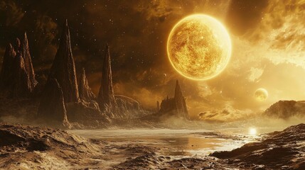 Wall Mural - rebirth atmospheric nostalgic memories prehistoric regeneration scifi planets solar system still tim