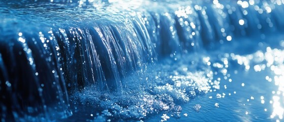 Poster - Close-up of a cascading waterfall with sparkling water